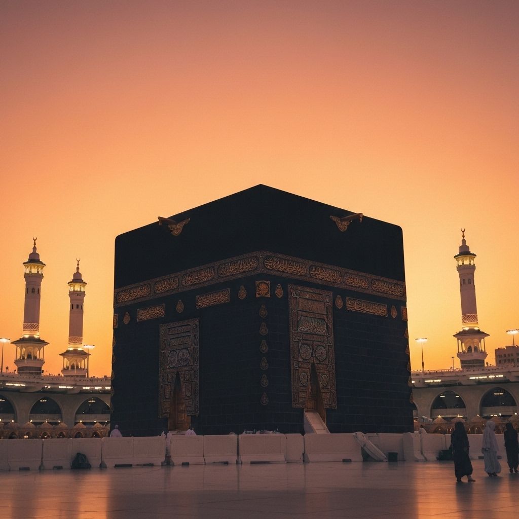 Beautiful view of Kaaba in Mecca during golden hour